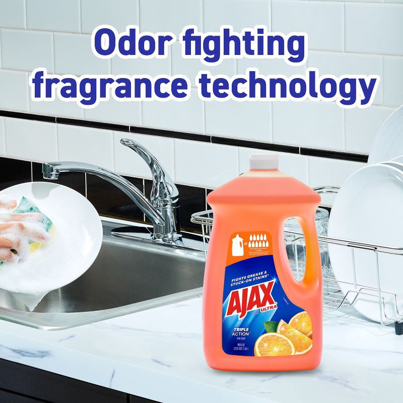 slide 6 of 10, Ajax Orange Ultra Triple Action Dishwashing Liquid Dish Soap - 90 fl oz, 90 fl oz