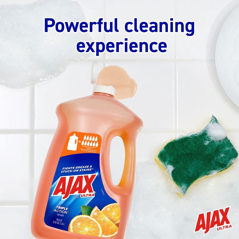 slide 7 of 10, Ajax Orange Ultra Triple Action Dishwashing Liquid Dish Soap - 90 fl oz, 90 fl oz