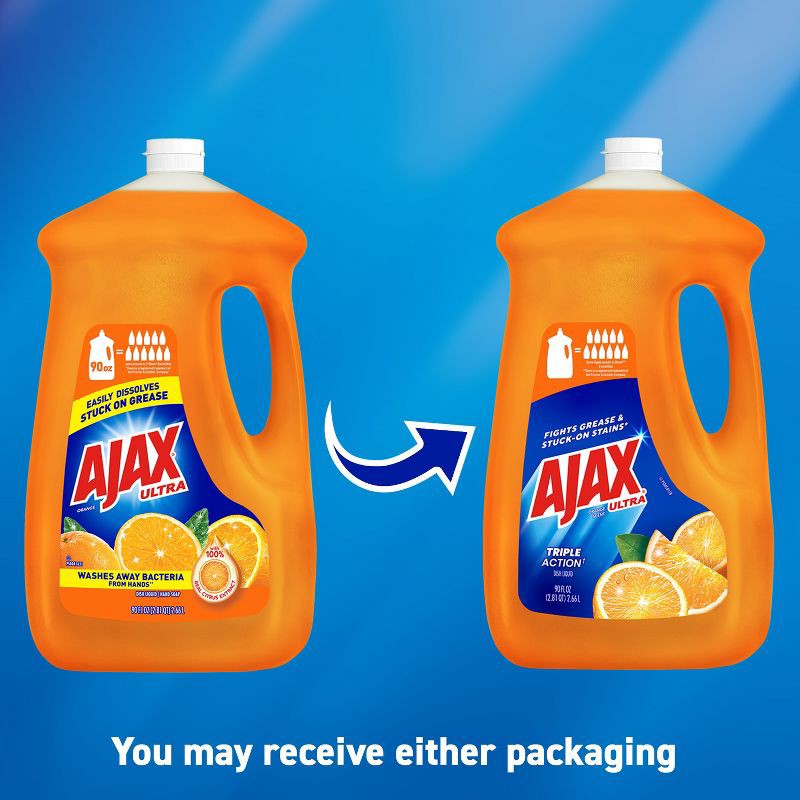 slide 10 of 10, Ajax Orange Ultra Triple Action Dishwashing Liquid Dish Soap - 90 fl oz, 90 fl oz