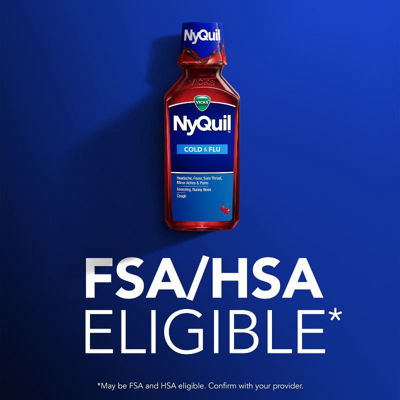 slide 5 of 8, Vicks NyQuil Cold & Flu Medicine Liquid - Cherry - 12 fl oz, 12 fl oz