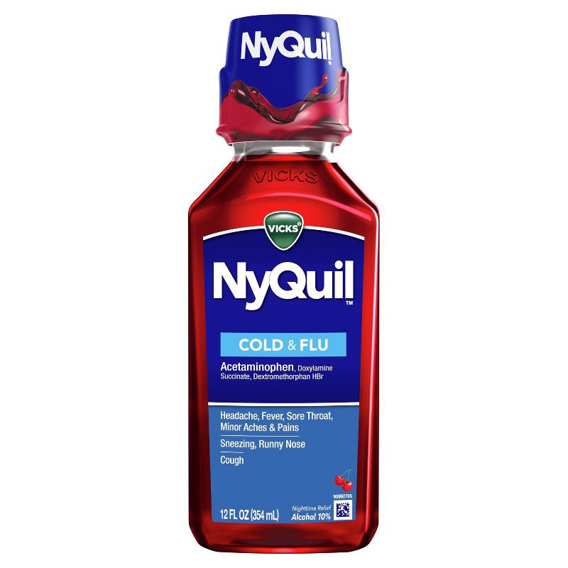 slide 7 of 8, Vicks NyQuil Cold & Flu Medicine Liquid - Cherry - 12 fl oz, 12 fl oz