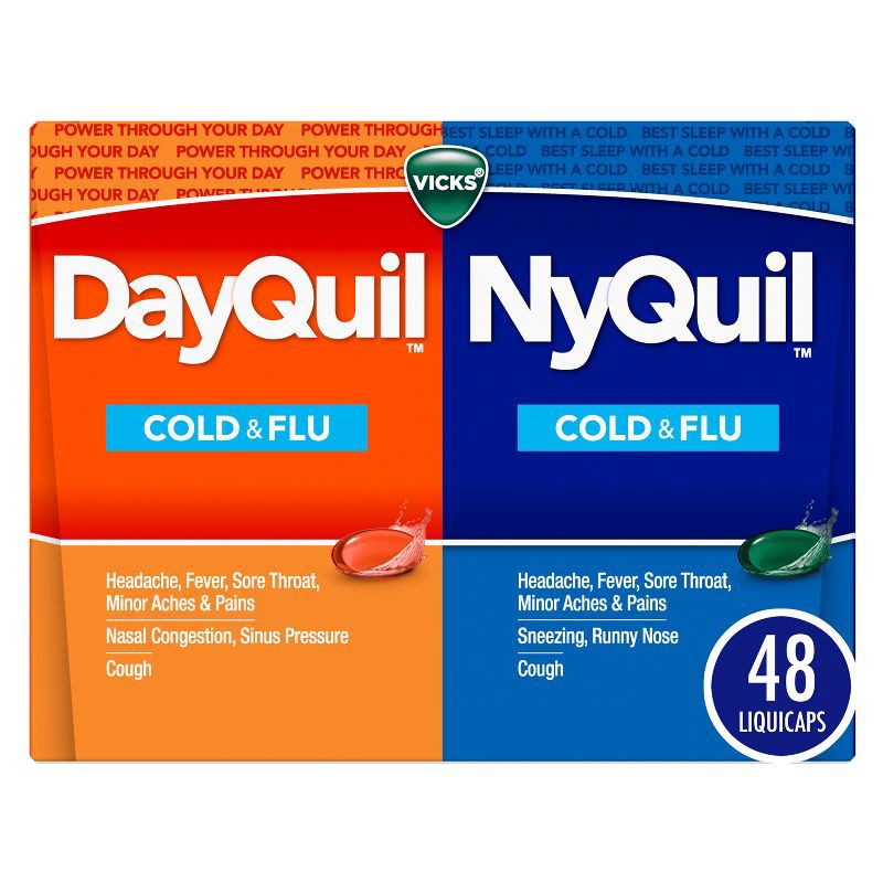 slide 1 of 7, Vicks DayQuil & NyQuil Cold & Flu Medicine LiquiCaps - 48ct, 48 ct