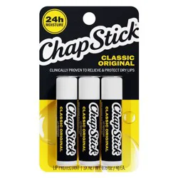 Chapstick Classic Lip Balm - Original - 3ct/0.45oz: Moisturizing, Paraben-Free, Sulfate-Free, Unflavored