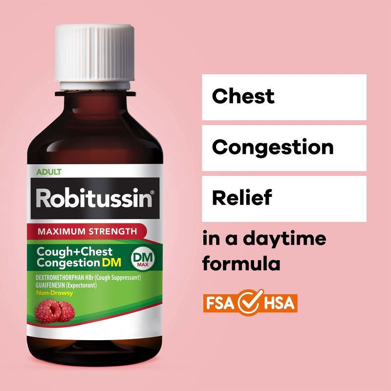 slide 6 of 9, Robitussin Cough + Congestion DM Max Syrup - Dextromethorphan - 8 fl oz, 8 fl oz