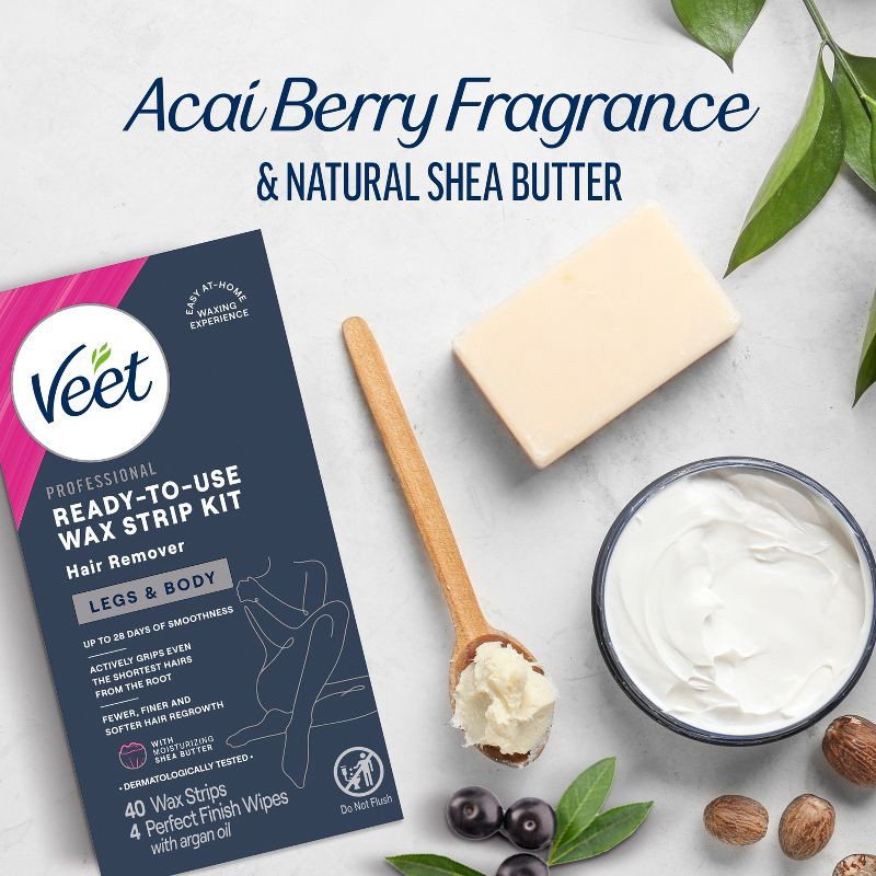 slide 5 of 9, Veet Ready-To-Use Wax Strips and Wipes - 40ct, 40 ct