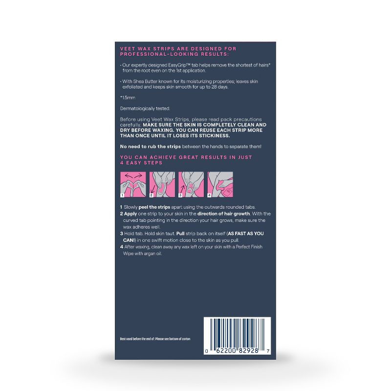 slide 8 of 9, Veet Ready-To-Use Wax Strips and Wipes - 40ct, 40 ct