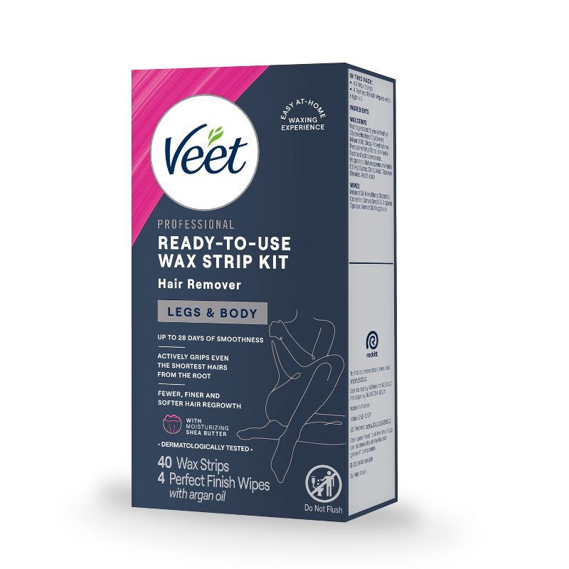 slide 9 of 9, Veet Ready-To-Use Wax Strips and Wipes - 40ct, 40 ct