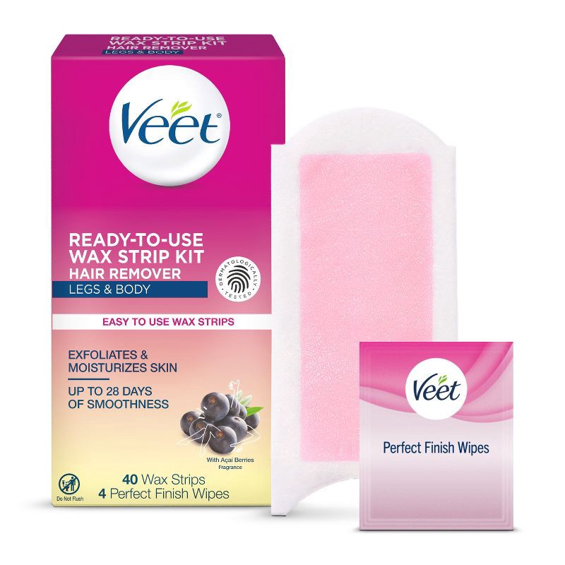 slide 1 of 8, Veet Ready-To-Use Wax Strips and Wipes - 40ct, 40 ct