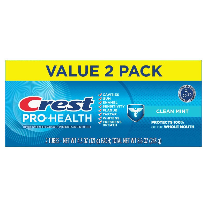 slide 8 of 10, Crest Pro-Health Clean Mint Toothpaste - 4.3oz/2pk, 4.3 oz, 2 ct