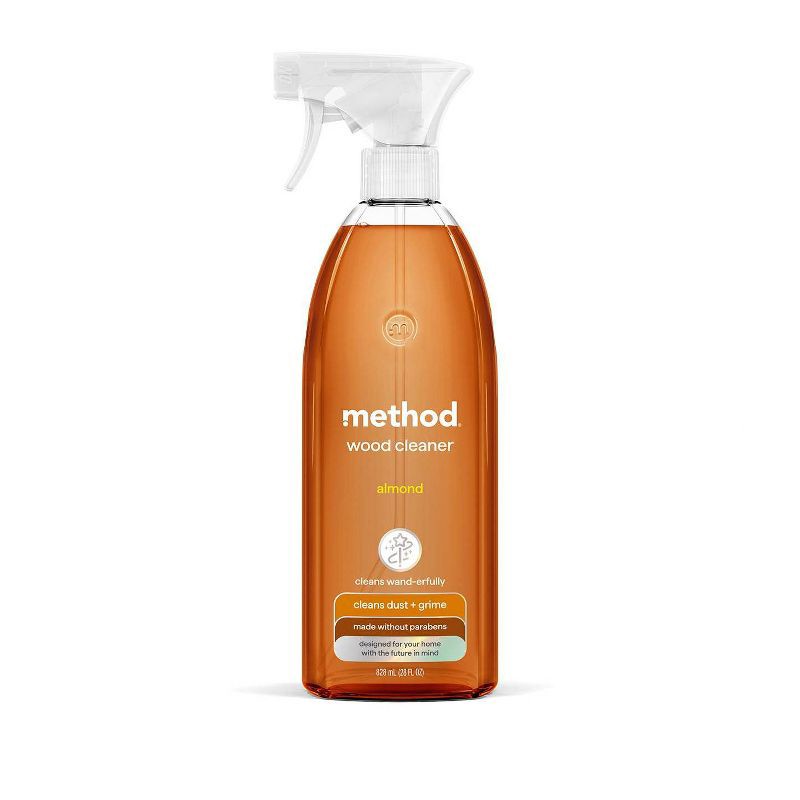 slide 1 of 9, Method Almond Cleaning Products Daily Wood Cleaner Spray Bottle - 28 fl oz: Paraben-Free, Multipurpose, Liquid Form, 28 fl oz