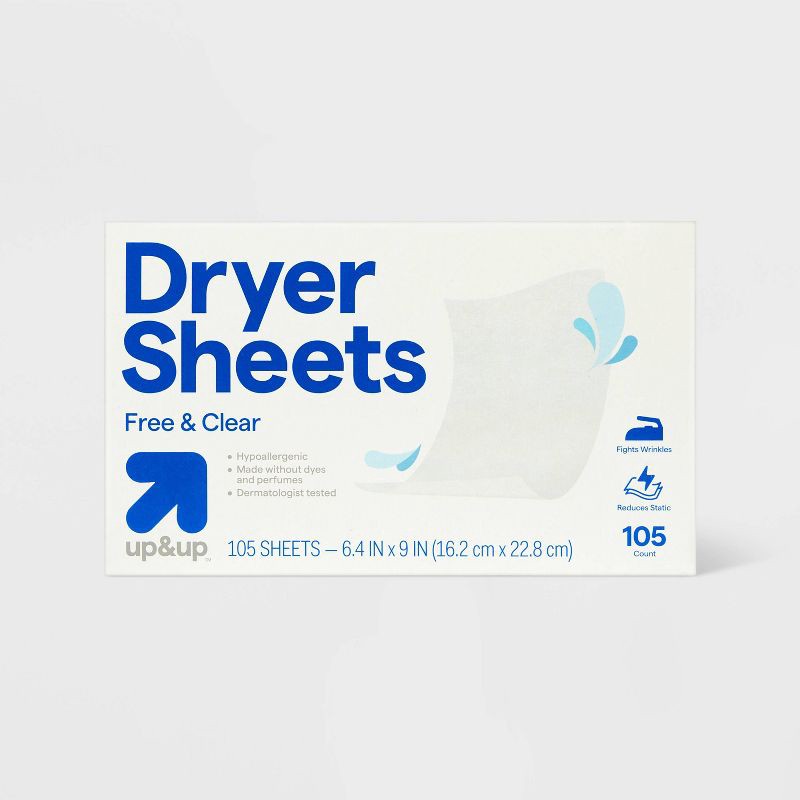 slide 1 of 3, Free & Clear Fabric Softener Dryer Sheets - 105ct - up&up™, 105 ct
