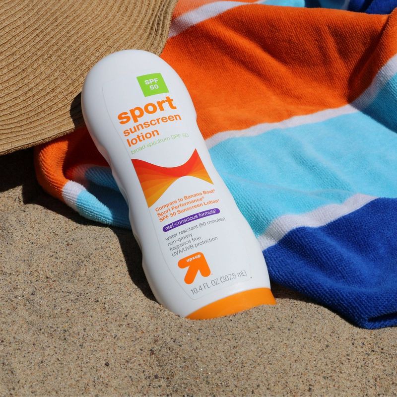 slide 2 of 5, Sport Sunscreen Lotion - SPF 50 - 10.4 fl oz - up&up™, 0 x 10.4 fl oz