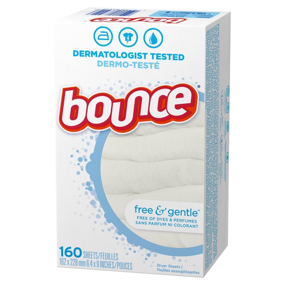 slide 3 of 8, Bounce Fabric Softener Dryer Sheets Free & Gentle - 160ct, 160 ct