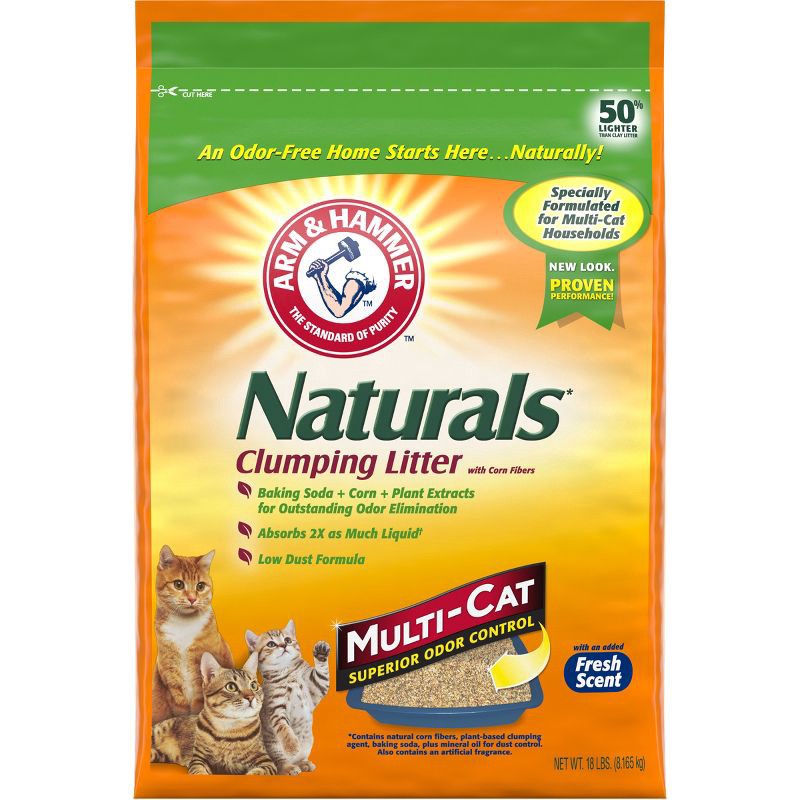 slide 1 of 1, Arm & Hammer Naturals Low Dust Clumping Multi-Cat Litter - 18lbs, 18 lb