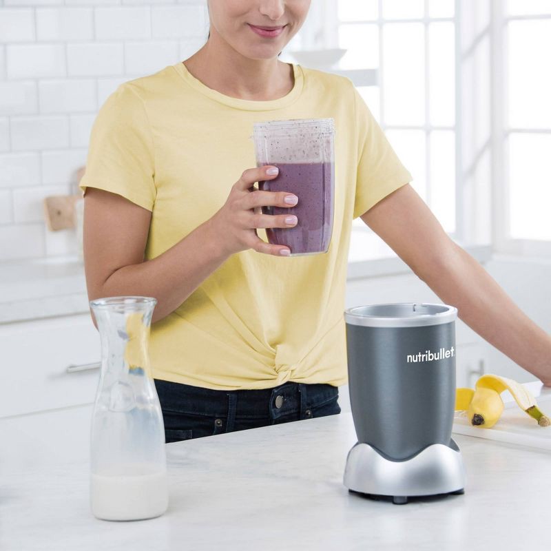 slide 4 of 6, nutribullet Original Personal Blender 600W Silver: Stainless Steel Blades, BPA-Free, Smoothie Maker, Dishwasher-Safe Parts, 1 ct