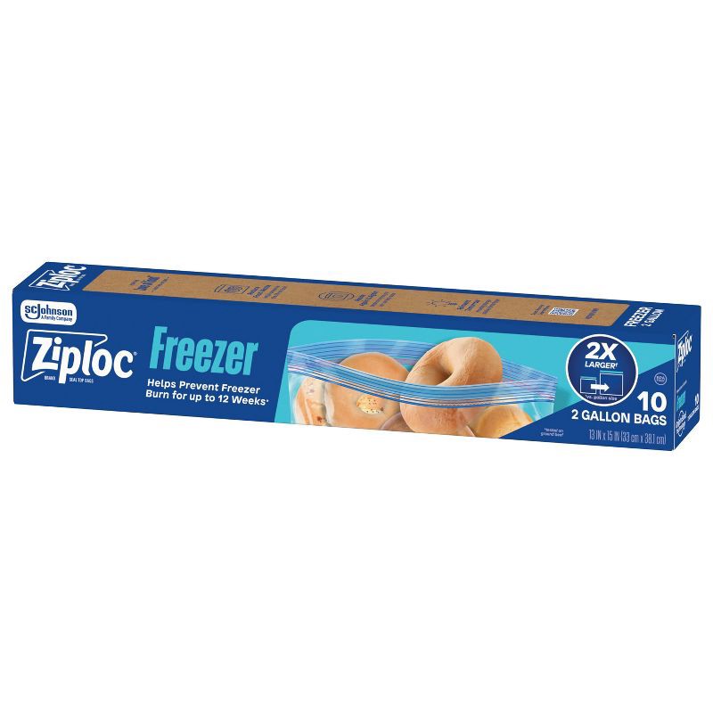 slide 9 of 14, Ziploc Two Gallon Freezer Bags with Grip 'n Seal Technology - 10ct, 10 ct