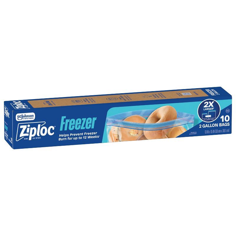 slide 10 of 14, Ziploc Two Gallon Freezer Bags with Grip 'n Seal Technology - 10ct, 10 ct