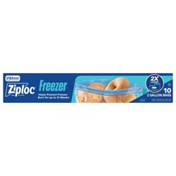 Ziploc Two Gallon Freezer Bags for Food Storage and Meal Prep - 10ct: Double Seal Lock, BPA-Free, Protects Against Freezer Burn