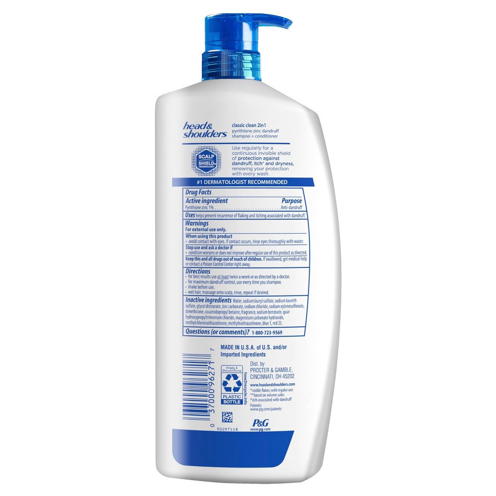 slide 5 of 6, Head & Shoulders Classic Clean Anti-Dandruff 2 in 1 Paraben Free Shampoo and Conditioner - 32.1 fl oz, 32.1 fl oz