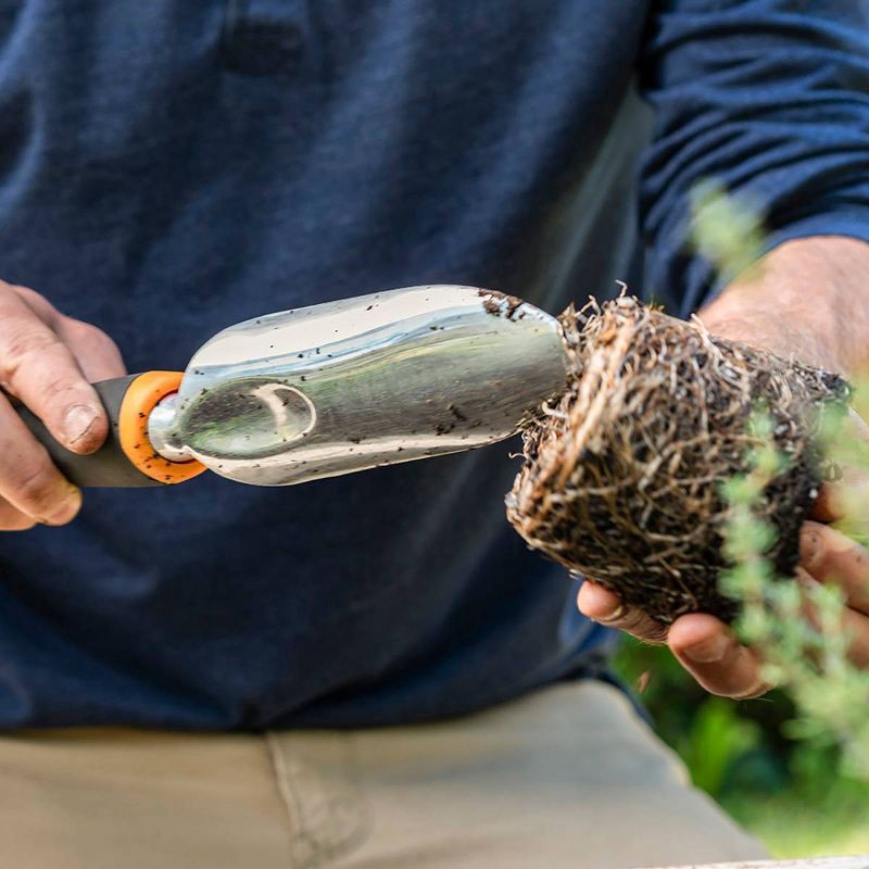 slide 3 of 3, Fiskars Ergo Transplanter: Durable Cast-Aluminum, Softgrip Handle, Rust-Resistant, Garden Tool, 1 ct