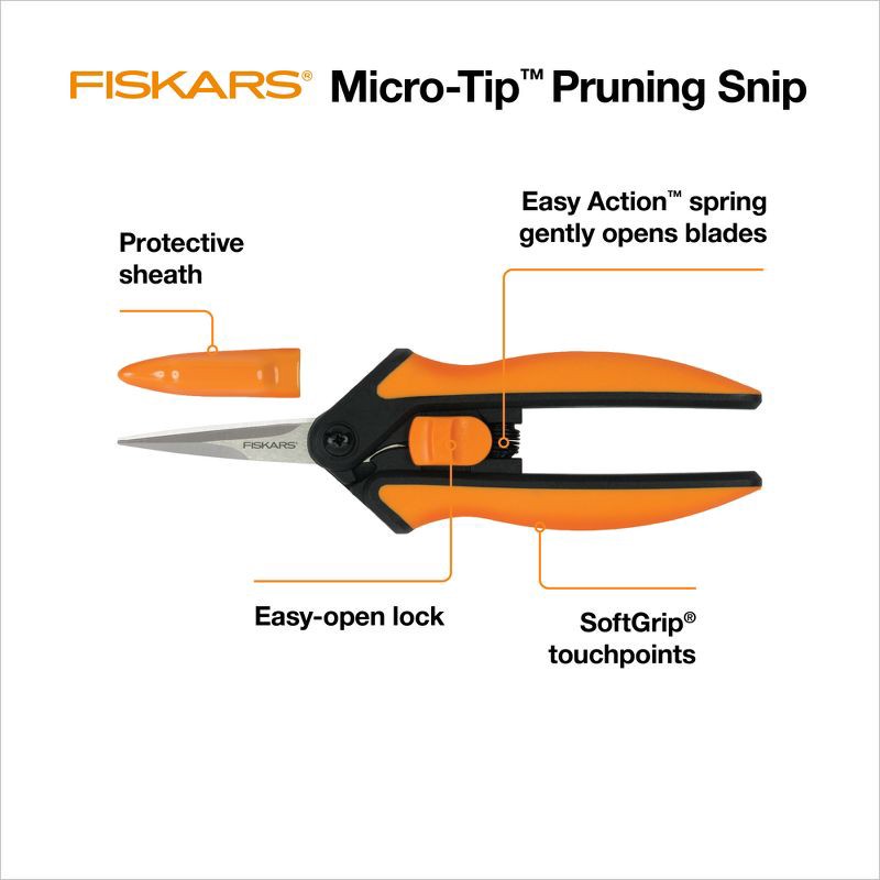 slide 2 of 9, Fiskars Micro-Tip Pruning Snips, 1 ct