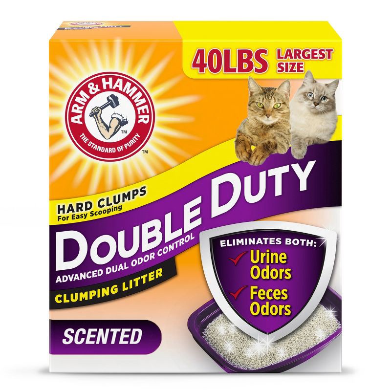 slide 1 of 10, Arm & Hammer Double Duty Advanced Dual Odor Control Clumping Litter - 40lbs, 40 lb