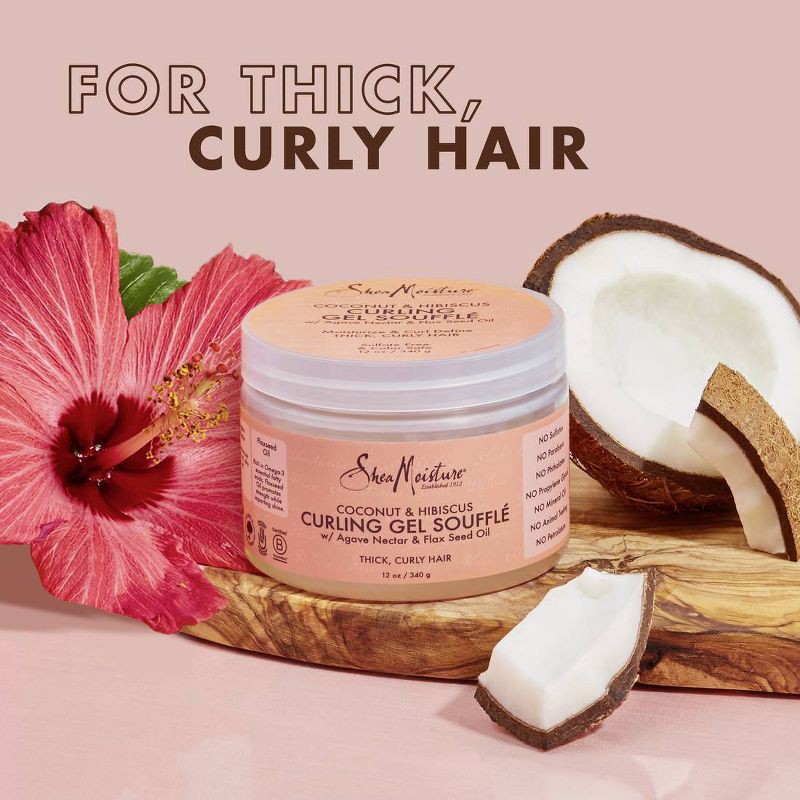 slide 4 of 7, SheaMoisture Coconut and Hibiscus Curling Gel For Thick Curly Hair - 12oz, 12 oz