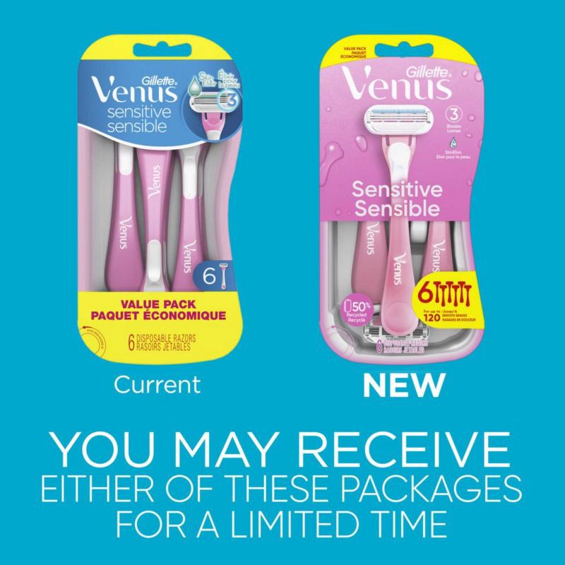 slide 9 of 10, Venus Sensitive Women's Disposable Razors - 6ct, 6 ct