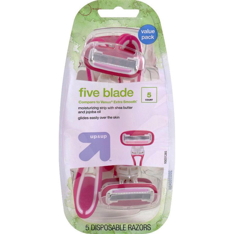 slide 1 of 8, Women's 5 Blade Disposable Razors 5ct - up&up™, 5 ct