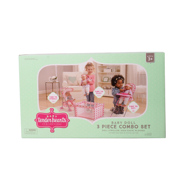slide 1 of 1, Baby Tender Hearts Baby Doll Combo Set, 3 ct