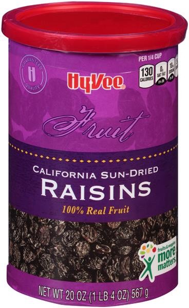 slide 1 of 1, Hy-Vee Raisins California Sun-Dried, 20 oz