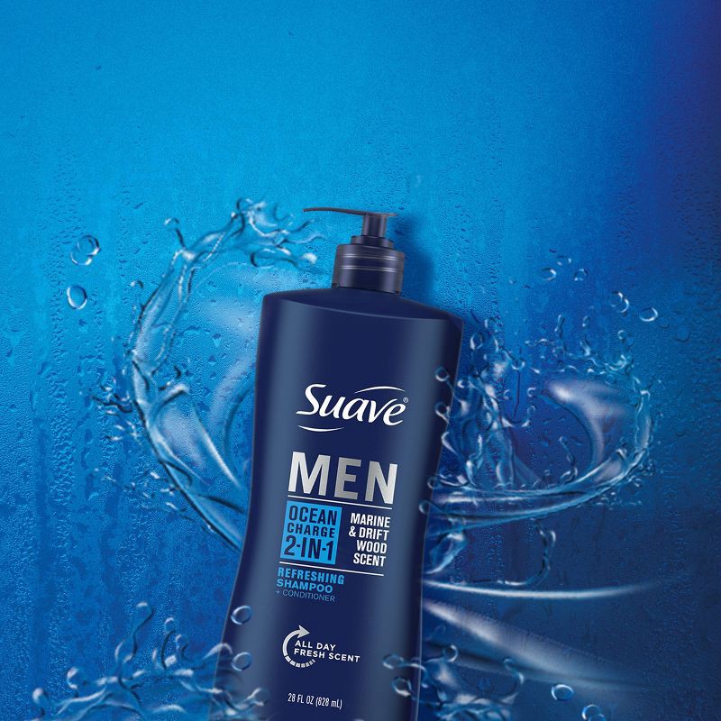 slide 4 of 7, Suave Men 2-in-1 Shampoo + Conditioner Ocean Charge - 28 fl oz, 28 fl oz