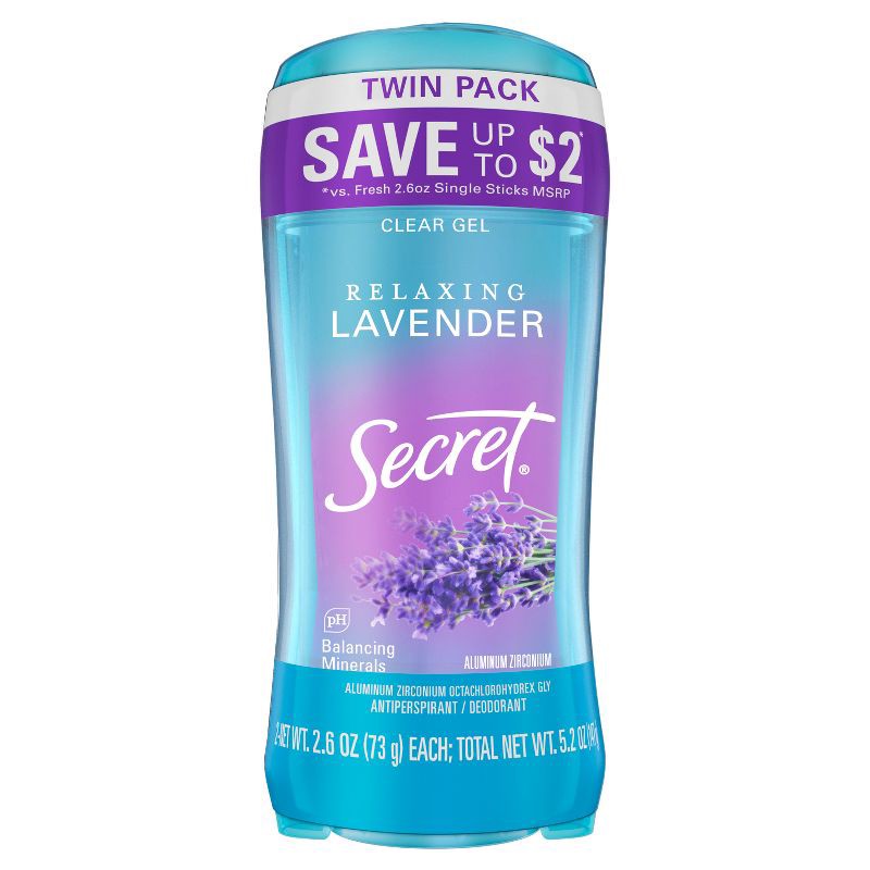 slide 2 of 9, Secret Fresh Clear Gel Deodorant - Relaxing Lavender - 2.6oz/2pk, 2 ct; 2.6 oz