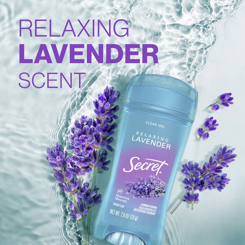 slide 5 of 9, Secret Fresh Clear Gel Deodorant - Relaxing Lavender - 2.6oz/2pk, 2 ct; 2.6 oz