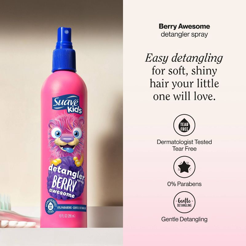 slide 3 of 9, Suave Kids' Detangler Spray Berry Awesome - 10 fl oz, 10 fl oz