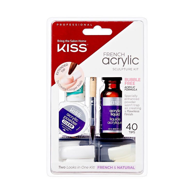 slide 1 of 8, KISS Products KISS Acrylic French Manicure Fake Nails Sculpture Kit - Natural - 40ct, 40 ct