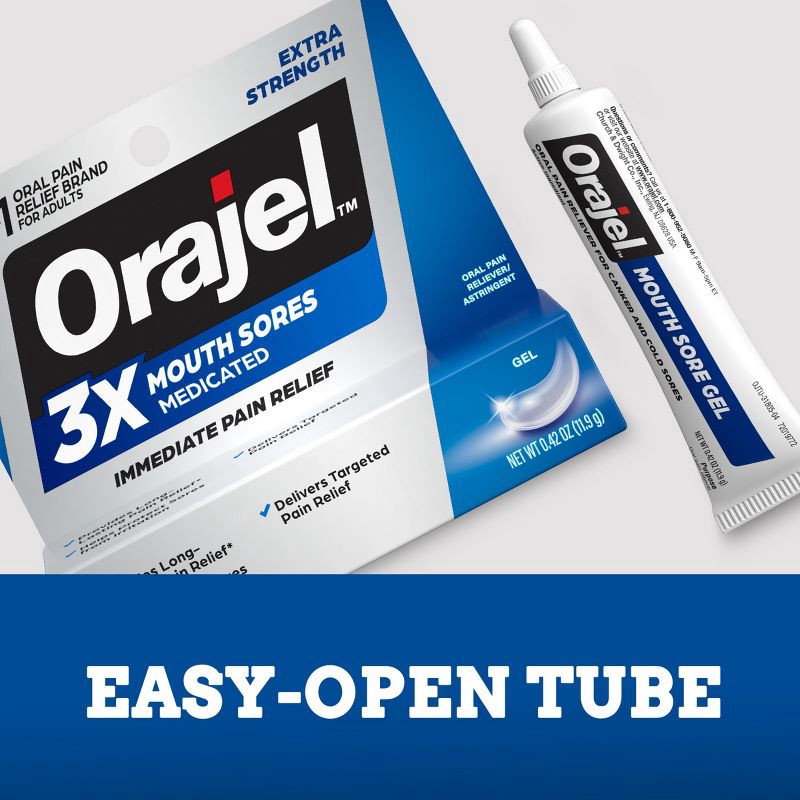 slide 8 of 10, Orajel 3x Medicated Mouth Sores Gel - 0.42oz, 0.42 oz