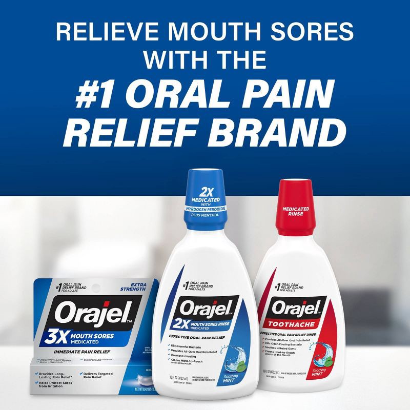 slide 9 of 10, Orajel 3x Medicated Mouth Sores Gel - 0.42oz, 0.42 oz
