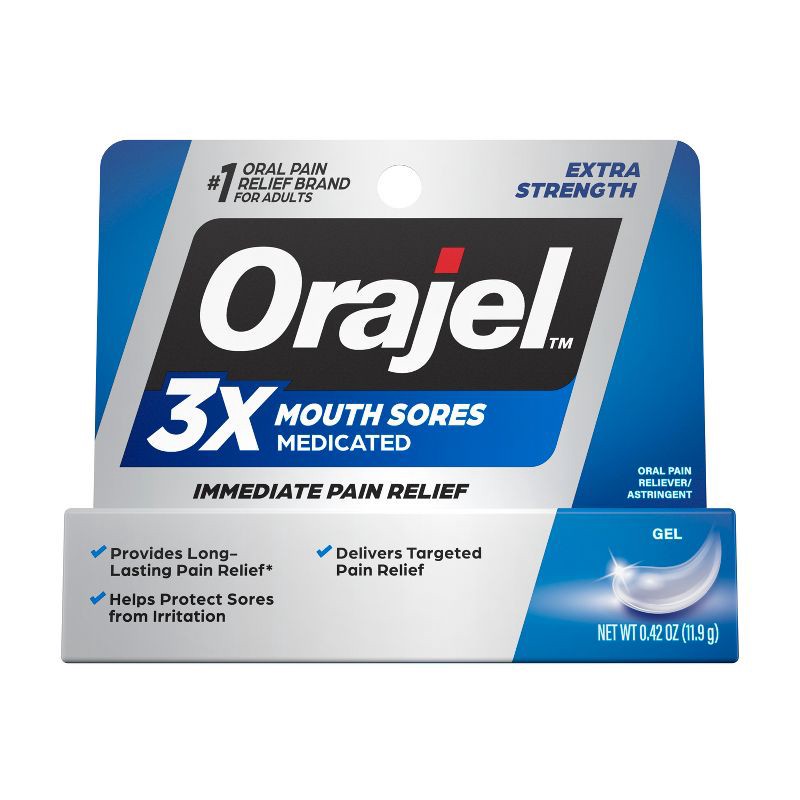 slide 1 of 8, Orajel 3x Medicated Mouth Sores Gel - 0.42oz, 0.42 oz