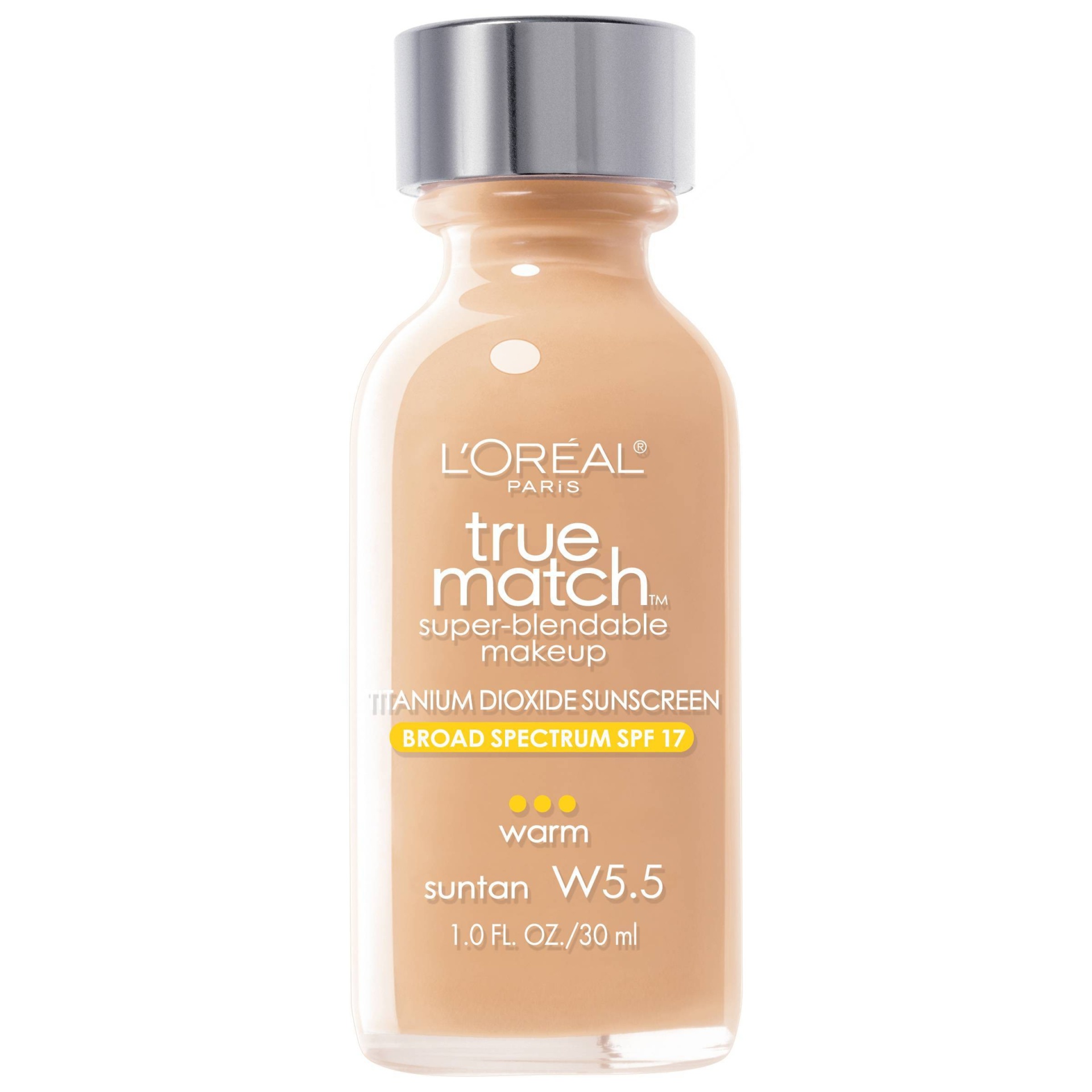 slide 1 of 3, L'Oreal Paris True Match Super-Blendable Foundation Makeup with SPF 17 - W5.5 Suntan - 1 fl oz, 1 fl oz