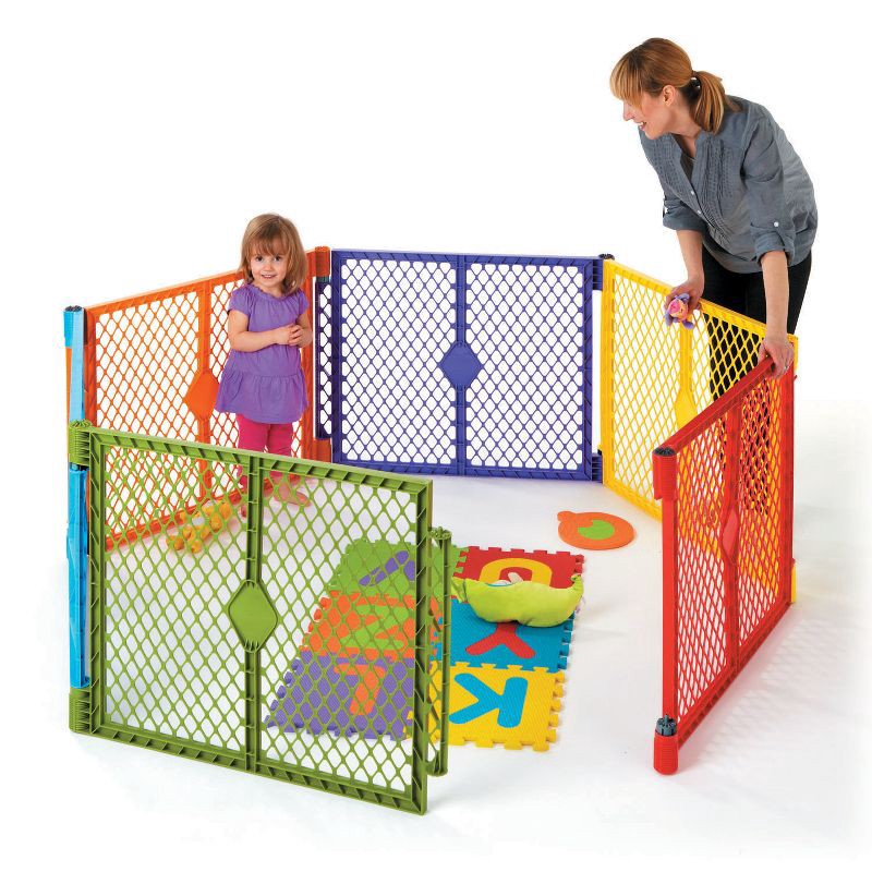 slide 2 of 6, Toddleroo by North States Superyard Colorplay 6 Panel Freestanding Baby Playard - Primary, 1 ct