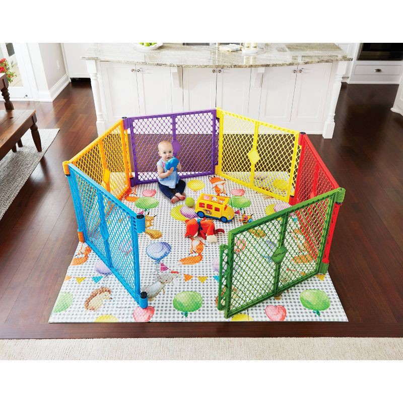 slide 6 of 6, Toddleroo by North States Superyard Colorplay 6 Panel Freestanding Baby Playard - Primary, 1 ct