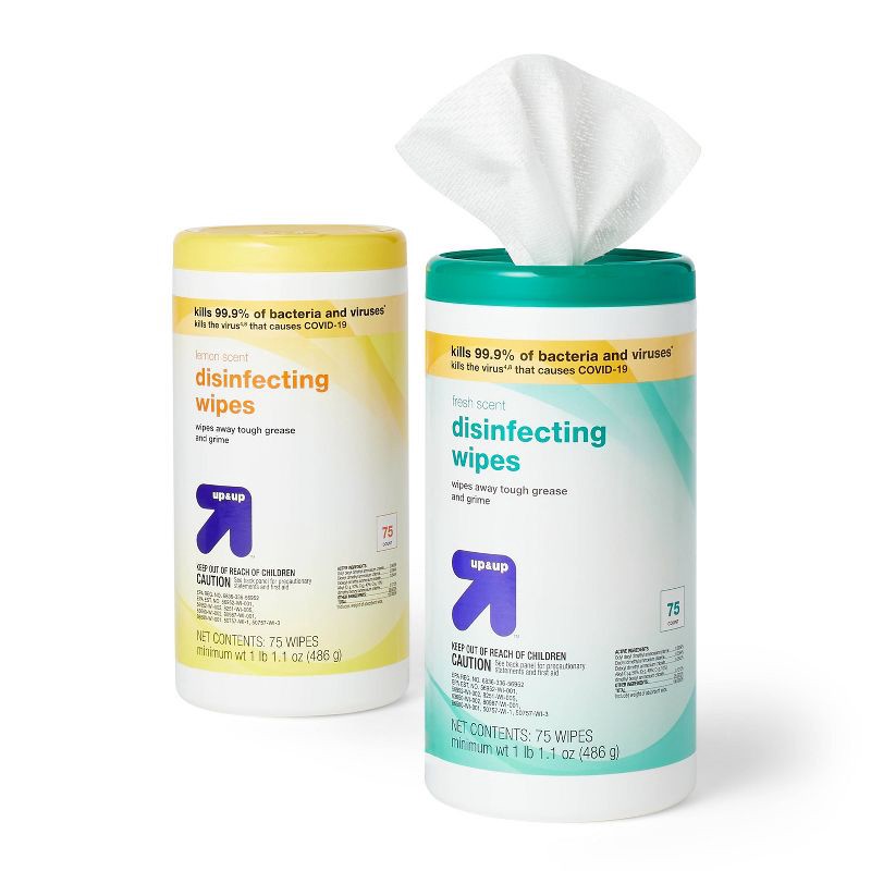 slide 2 of 3, Lemon and Fresh Scented Disinfecting Wipes - 2pk/150ct - up&up™, 2 pk; 150 ct