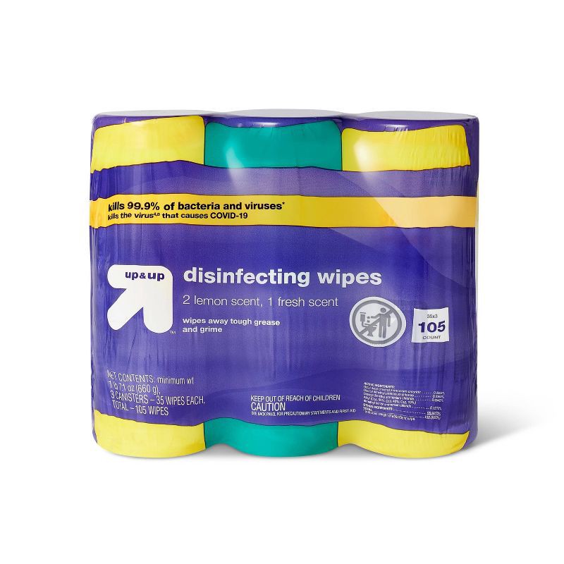slide 1 of 3, Lemon and Fresh Scent Disinfecting Wipes - 35ct/3pk - up&up™, 35 ct, 3 ct