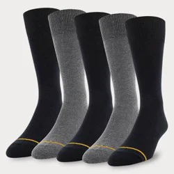GOLDTOE Signature Collection Signature Gold by GOLDTOE Men's Flatknit Crew Socks 5pk - Black/Charcoal 6-12.5