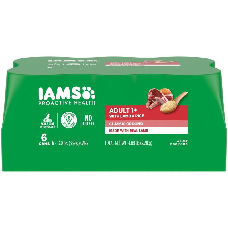slide 1 of 11, IAMS Proactive Health Adult Ground with Lamb and Rice Wet Dog Food - 13oz/6ct Pack, 4.88 lb