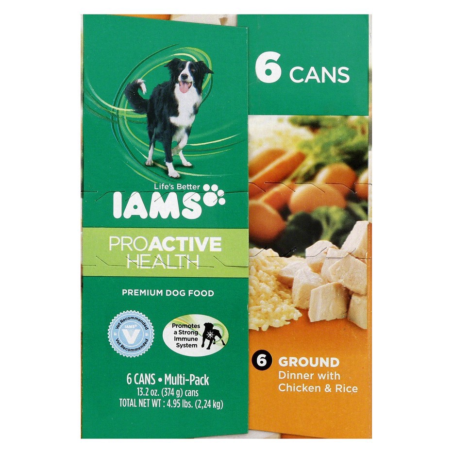 slide 3 of 6, IAMS Proactive Health Adult Ground with Chicken Wet Dog Food - 13oz/6ct Pack, 4.88 lb