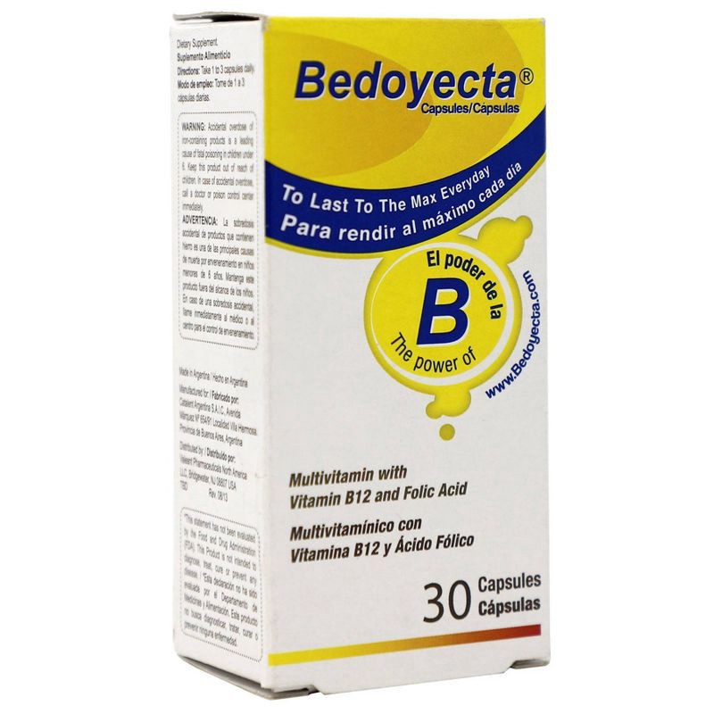 slide 2 of 12, Bedoyecta Multivitamin Capsules with B12 and Folic Acid Dietary Supplement Capsules - 30ct, 30 ct