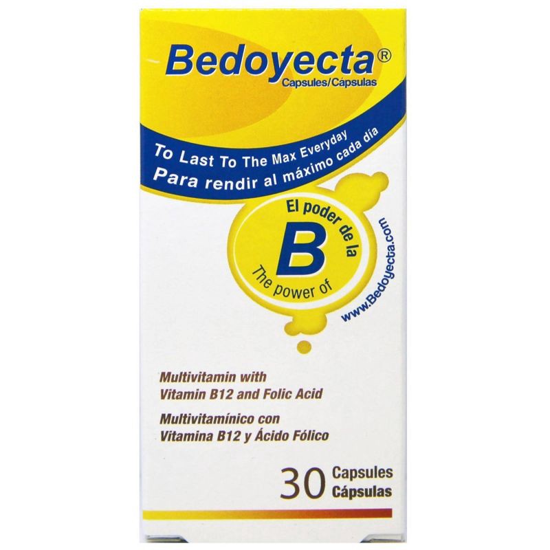 slide 2 of 4, Bedoyecta Multivitamin Capsules with B12 and Folic Acid Dietary Supplement Capsules - 30ct, 30 ct