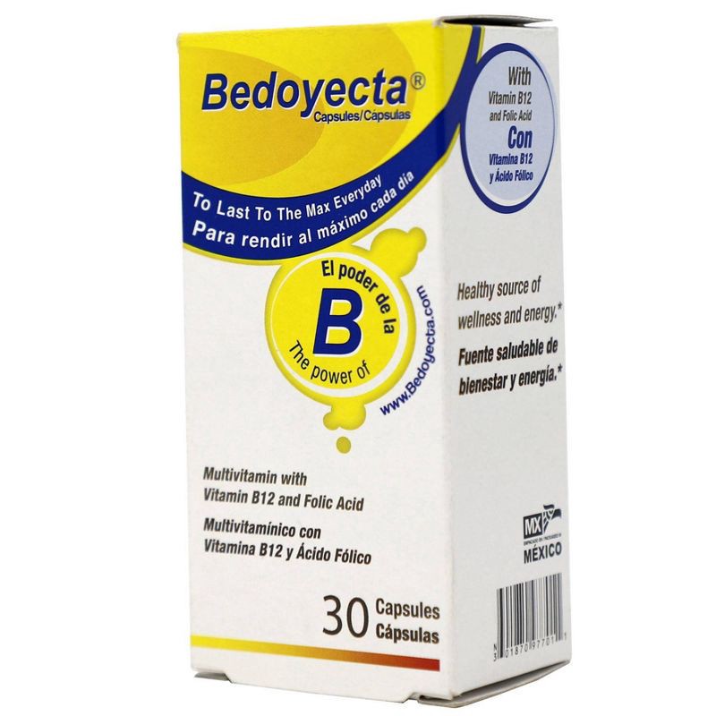 slide 3 of 4, Bedoyecta Multivitamin Capsules with B12 and Folic Acid Dietary Supplement Capsules - 30ct, 30 ct